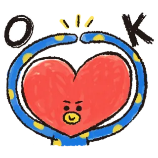 ⭕️ OK heart, ok, approval, cute, cartoon, sticker telegram sticker