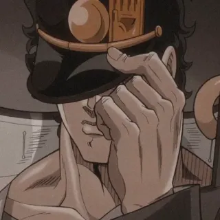 🐬 Jotaro Kujo JoJo's Bizarre Adventure アニメ, ジョジョ, 承太郎, 帽子, キャラクター telegram sticker