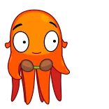 😏 การ์ตูน, ปลาหมึก, น่ารัก, สัตว์ทะเล telegram sticker