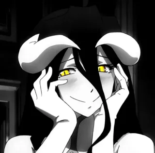 🖤 Albedo Overlord Anime, Demone, Femmina, Corna, Fantasy telegram sticker