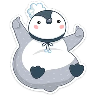 👍 пингвин, милый, животное, мультфильм, наклейка, каваий whatsapp sticker