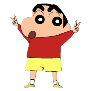 😀 Shin-chan Cartoon, Anime, Vredesteken, Leuk, Jongen, Grappig, Japans telegram sticker