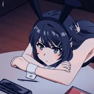 😐 Mai Sakurajima Rascal Does Not Dream of Bunny Girl Senpai 动漫, 兔女郎, 可爱, 樱岛麻衣, 卡通 telegram sticker