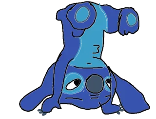 🙃 Stitch Stitch, Lilo e Stitch, Alien, Cartone animato, A testa in giù telegram sticker