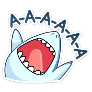 😱 A-A-A-A-A hiu, kartun, binatang, lucu, laut, emoji, stiker whatsapp sticker