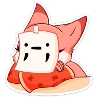 😔 лиса, животное, стикер, милый, застенчивый, мультфильм telegram sticker