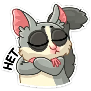 🙅‍♂️ HET gambá-de-açúcar, fofo, animal, adesivo, não, discordância, rejeitar telegram sticker
