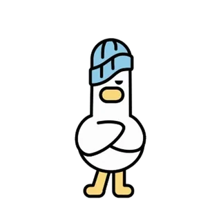😐 eend, vogel, cartoon, personage, muts, schattig, cool whatsapp sticker
