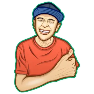 😂 Daumen hoch, Positiv, Zustimmung, Cartoon, Mann, Mütze, Geste, Einverständnis telegram sticker