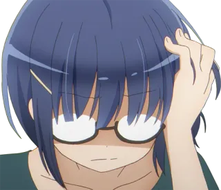 😰 anime, ragazza, occhiali, personaggio, capelli blu telegram sticker