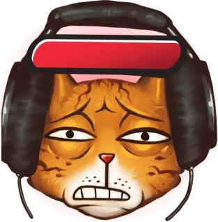 🔊 แมว, หูฟัง, เศร้า, สติกเกอร์, สัตว์ telegram sticker
