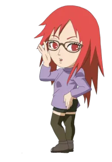 😯 Karin Naruto anime, cartoon, glasses, red hair, cute, karin telegram sticker