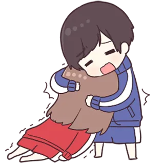 ❤️ anime, hug, cute, chibi, cartoon, kawaii whatsapp sticker