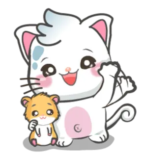 👋 cat, hamster, cute, cartoon, animal, friendship, sticker telegram sticker