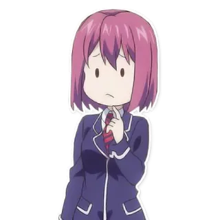 😕 anime, chibi, girl, school uniform telegram sticker