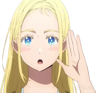 👋 аниме, персонаж, девушка, блондинка, удивлённая telegram sticker