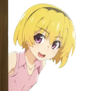 🚪 anime, personaje, chica, pelo amarillo, sonriendo whatsapp sticker