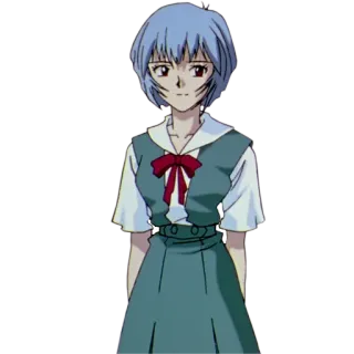 ☺️ Rei Ayanami Neon Genesis Evangelion Anime, Personagem, Rei Ayanami, Uniforme escolar whatsapp sticker