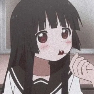 🥯 garota anime, fofo, comendo, sobremesa, doce, desenho animado telegram sticker