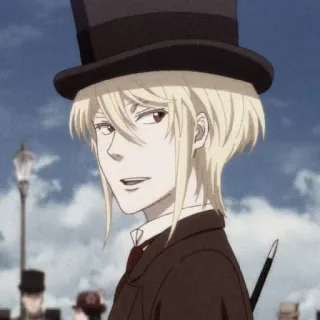 ☕️ William James Moriarty Moriarty the Patriot anime, moriarty, top hat, blonde hair, suit telegram sticker