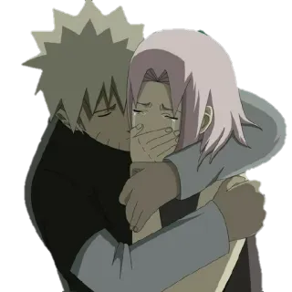 😭 Naruto anime, crying, sakura, naruto, hug, emotions telegram sticker