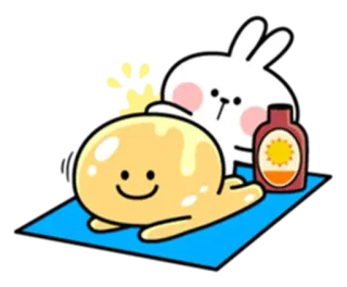 ♥️ cartoon, rabbit, sunbathing, cute, beach, relaxation telegram sticker