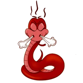 😤 serpent, dessin animé, rouge, en colère, vapeur whatsapp sticker