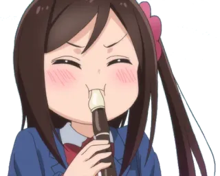 🎶 anime, girl, recorder, school uniform, cute, musical instrument telegram sticker
