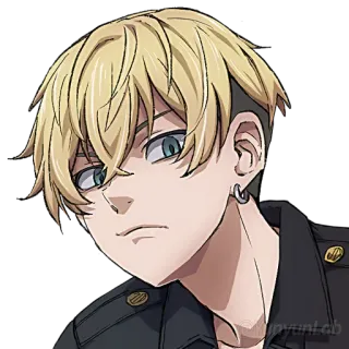 😠 Anime, Personnage, cheveux blonds, boucle d'oreille whatsapp sticker