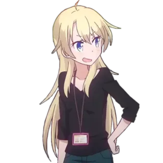 🙂 anime, desenho animado, mulher, menina, cabelo loiro, olhos azuis telegram sticker