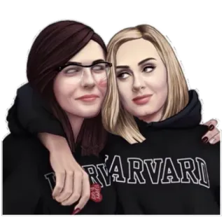 👭 HARVARD женщины, дружба, гарвард, колледж, университет, толстовка telegram sticker