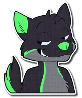😏 lobo, furry, neón, dibujos animados, presumido, personaje telegram sticker