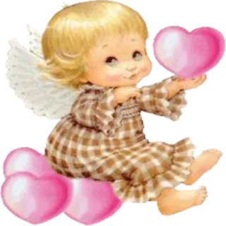 💖 anjo, corações, amor, fofo, querubim, asas telegram sticker