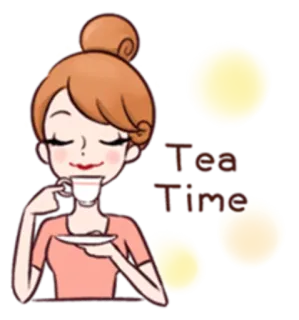 ☕ Tea Time chá, bebida, mulher, desenho animado, lazer, hora do chá telegram sticker