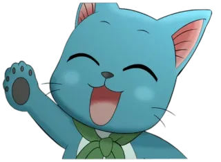 😁 Happy Fairy Tail anime, gato, feliz, conto de fadas, desenho animado, fofo whatsapp sticker