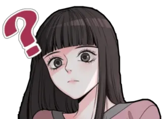 😳 pergunta, confuso(a), mulher, pensando, desenho animado, anime, sticker telegram sticker