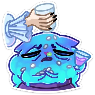 💊 gato, bebida, poción, triste, azul, magia, líquido telegram sticker