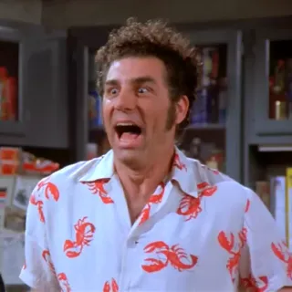 😃 Kramer Seinfeld kramer, seinfeld, serie tv, comedia, personaje, camisa de langosta, cara graciosa telegram sticker