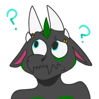 🤔 drago, cartone animato, confuso, punti interrogativi, arte, adesivo, furry telegram sticker