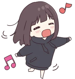 😊 Anime, Chibi, Música, Cantando, Lindo telegram sticker