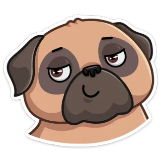 😏 dog, pug, animal, cartoon, cute, sticker, emoji telegram sticker