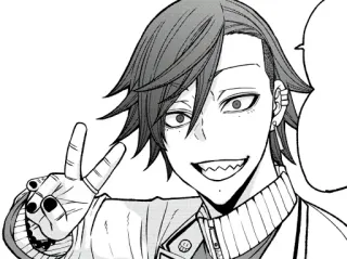 🤗 Anime, Manga, Personnage, Signe de paix, Souriant, Art telegram sticker