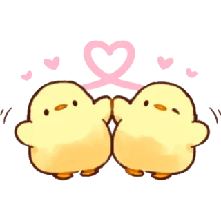 💕 chick, cute, love, heart, birds telegram sticker