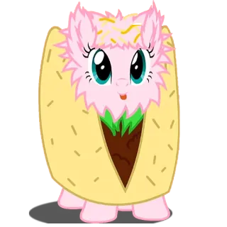 🌮 pony, taco, cartoon, food, animal, cute, pink telegram sticker