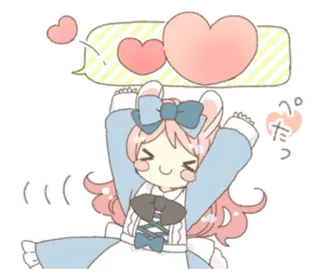 🐰 ぱたっ carino, anime, ragazza, cuori, kawaii, illustrazione telegram sticker