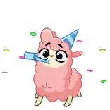 🥳 ลามะ, ปาร์ตี้, เฉลิมฉลอง, สัตว์, น่ารัก, การ์ตูน whatsapp sticker