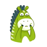 🤢 paard, dier, cartoon, sticker, groen, grappig telegram sticker