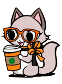 ☕ gato, café, adesivo, óculos, bebida, fofo telegram sticker