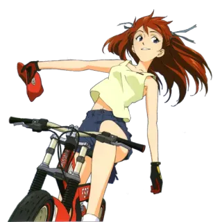 😀 anime, girl, bicycle, red hair telegram sticker