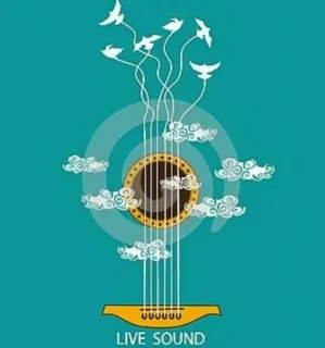 🎵 LIVE SOUND guitare, musique, son, live, nuages, oiseaux telegram sticker